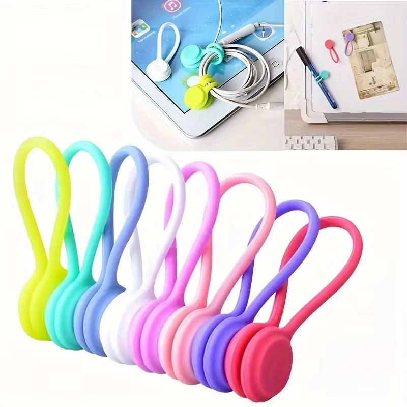 Food Storage Silicone Bags - シリコン製再利用可能ケーブルワイヤーオーガナイザー、ワインダー収納ホルダーバッグ、タイ、コードバッグクリップ、フードセーバー、イヤホンライン整理ボビンワインダー