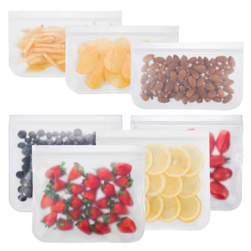 Food Storage Silicone Bags - 1/2/3/4個入りシリコン製食品保存容器、食品保存バッグ、ランチバッグ、自立型ジップロックバッグ、生鮮食品用漏れ防止容器