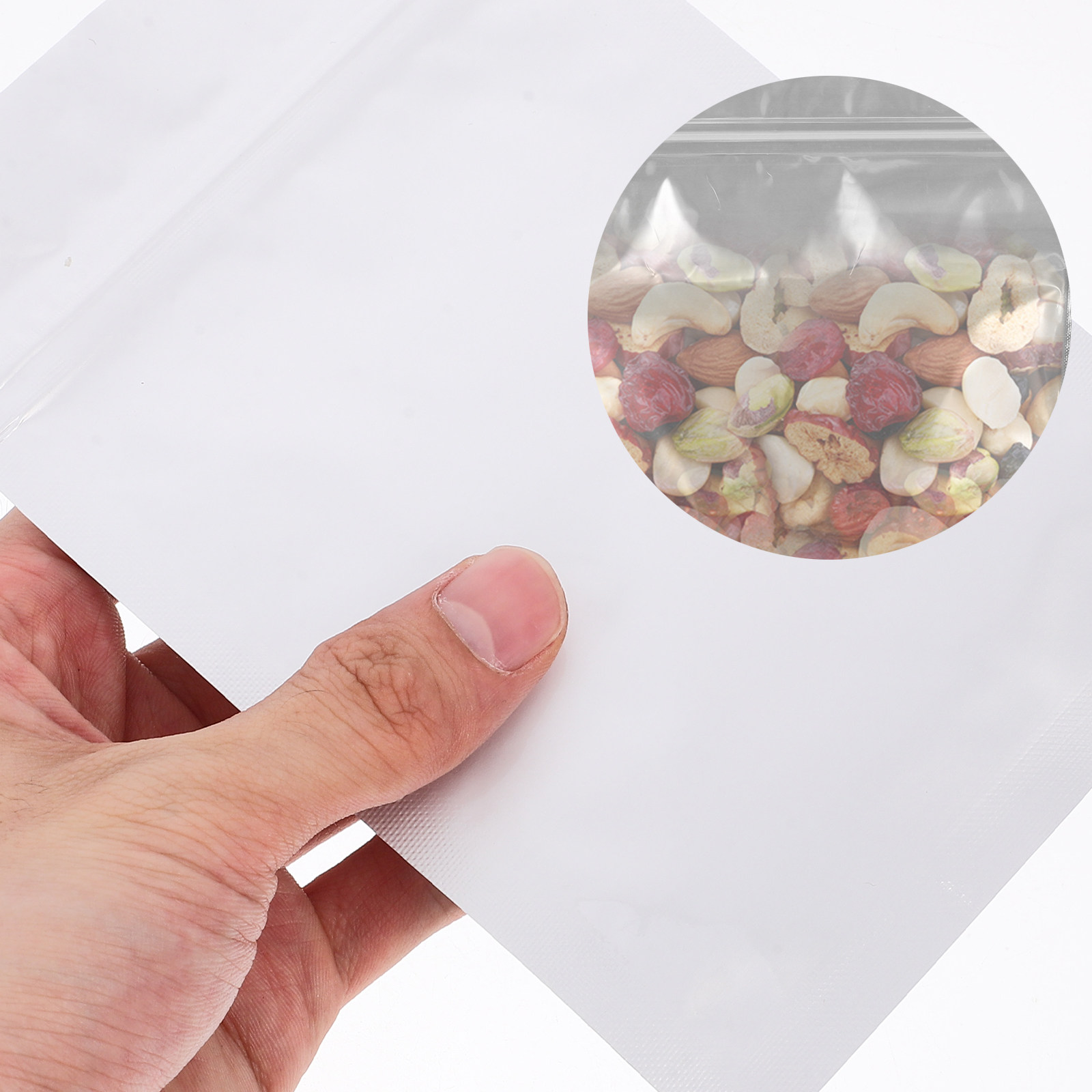 Food Storage Bag - 50枚入り 密閉性のある再封可能な袋 食品保存用ポーチ スナック、ジュエリー、小物の包装用 再封可能な包装袋