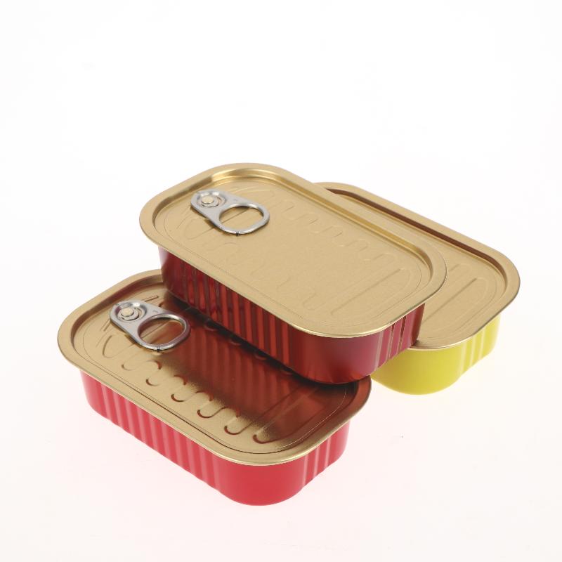 Food Storage Small - 2 個の金属製長方形の空のミニブリキ箱密封された食品缶プルリングカバー付き多目的小型オーガナイザー収納ボックス