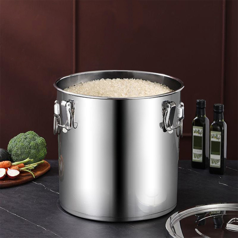 Food Storage For Restaurant - 6/12/21/33L 304ステンレス鋼製食品油・砂糖・牛乳保存バケツ、密閉蓋とハンドル付き、家庭用キッチン、バー、レストラン向け
