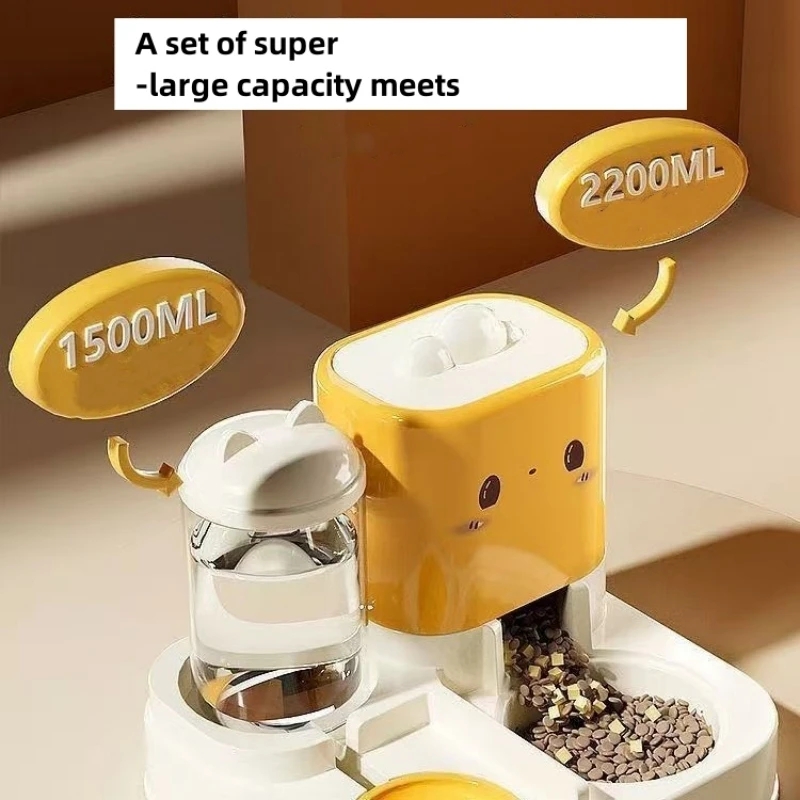 Food Storage Small - かわいい笑顔の猫自動給餌器と給水器ペット用品給餌オーガナイザー猫や小型犬に適しています