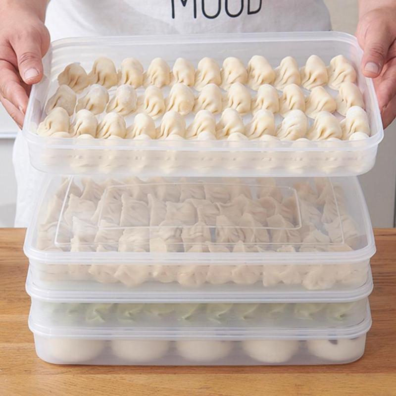 Food Storage Drawer Organizer - 透明なキッチン収納ボックス 冷蔵庫オーガナイザー 食品グレードのプラスチック容器 トレイ 果物、野菜、肉、餃子用 C