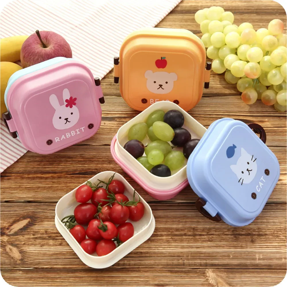 Food Storage Small - 子供用ミニ可愛い漫画フード収納ボックス学校携帯ランチボックスプラスチック食品グレード学生ギフト小型キャンプクックセット