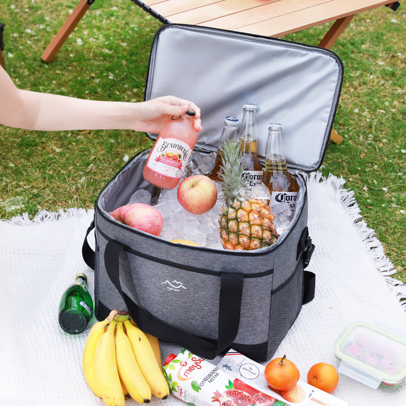 Food Storage Bag - 大容量スクエアアイスパック付き断熱ランチバッグ、保冷ピクニックバッグ、屋外用食品保存クーラーバッグ