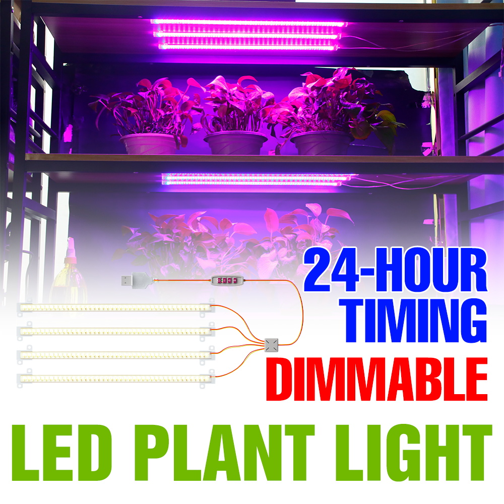 Food Storage Plants - LED屋内植物ライトバーUSBフルスペクトル種子育成ライト調光可能な温室水耕栽培花鉢植え多肉植物成長ボックス