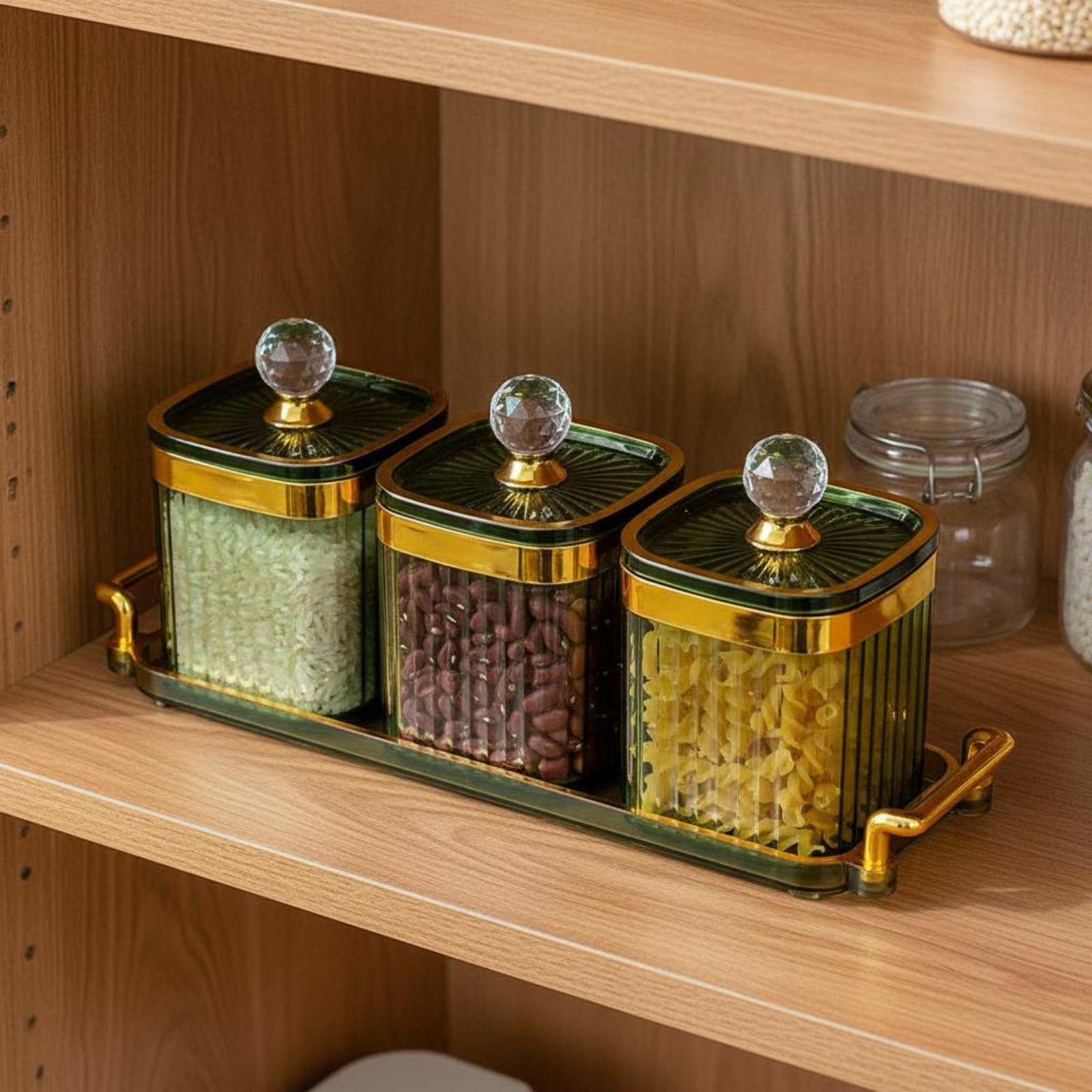 Food Storage Bowls - 装飾的なスナック容器セット、気密性のある高級食品保存容器セット、蓋付きキャンディディッシュとトレイ