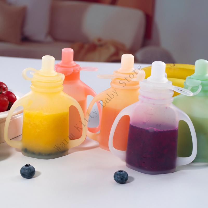 Food Storage Silicone Bags - XXFE 110 ミリリットルベビーフードコンテナケース大容量シリコーン食品ピューレ保存袋再利用可能なポーチ両親旅行用
