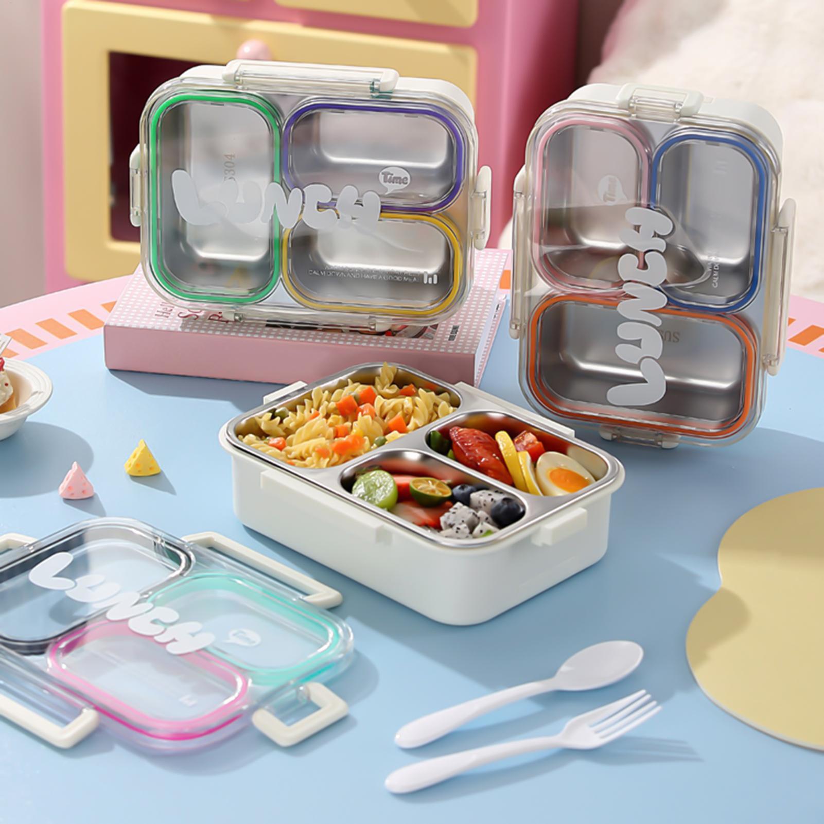 Food Storage Drawer Organizer - ステンレス製ランチボックス 3コンパートメント 食品保存容器 ミールキャリア 食品容器 ステンレス製ボウル