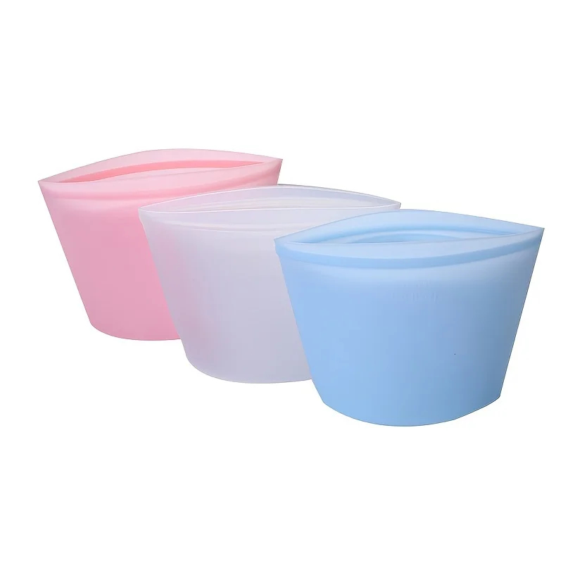 Food Storage Silicone Bags - 再利用可能なシリコン保存袋 - 肉、野菜のマリネやランチ用の気密性・漏れ防止の食品グレード冷凍バッグ