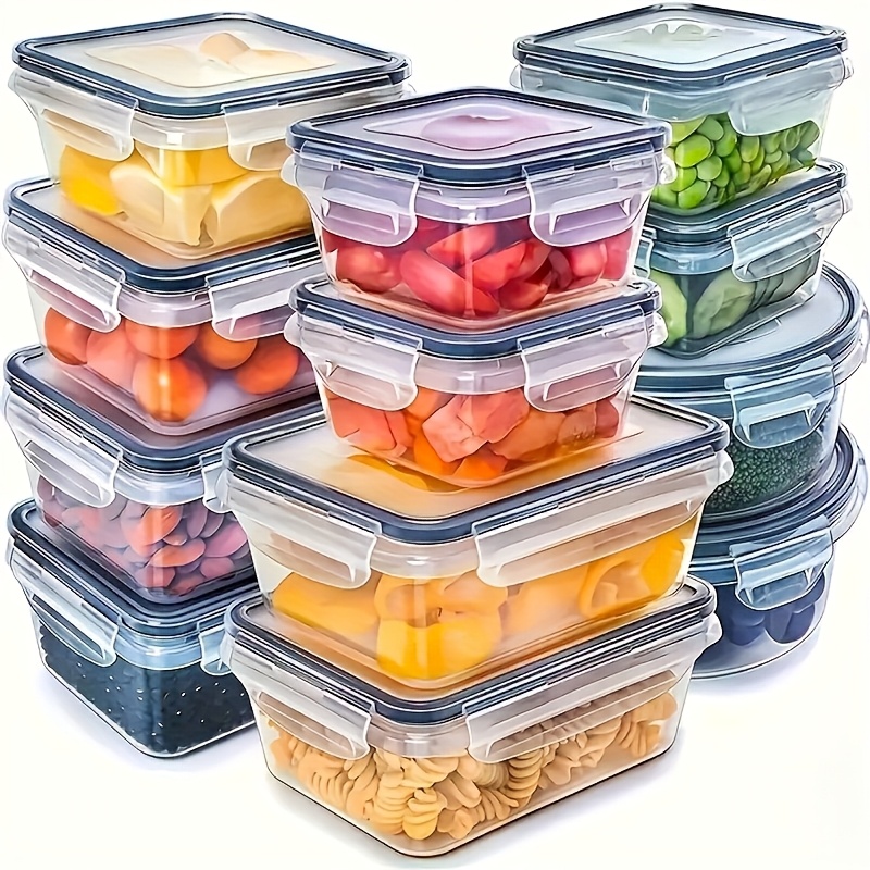 Food Storage Drawer Organizer - 8個セットには、4つの容器と4つの蓋が含まれています。気密食品保存容器、キッチン冷蔵庫オーガナイザー、果物、野菜、キャンプ用。