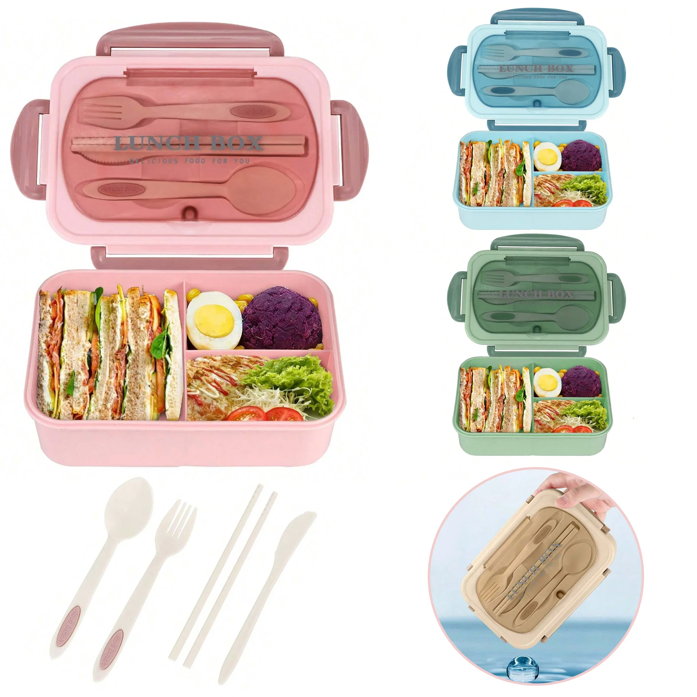 Food Storage Drawer Organizer - 大人と女性のための4つのコンパートメントを備えた弁当弁当箱,学校に戻るための食品容器,4つのコンパートメントを備えた弁当箱