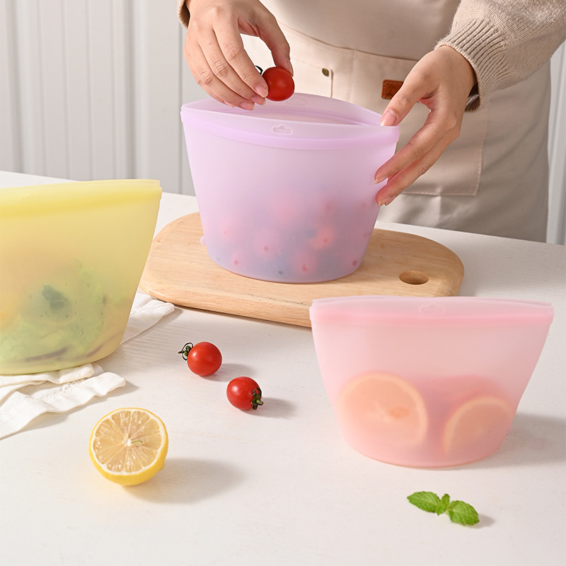 Food Storage Silicone Bags - 自己密封式シリコン保存袋 食品保存袋 携帯用フレッシュキッチンセット 再利用可能 生鮮食品に最適 多用途保存