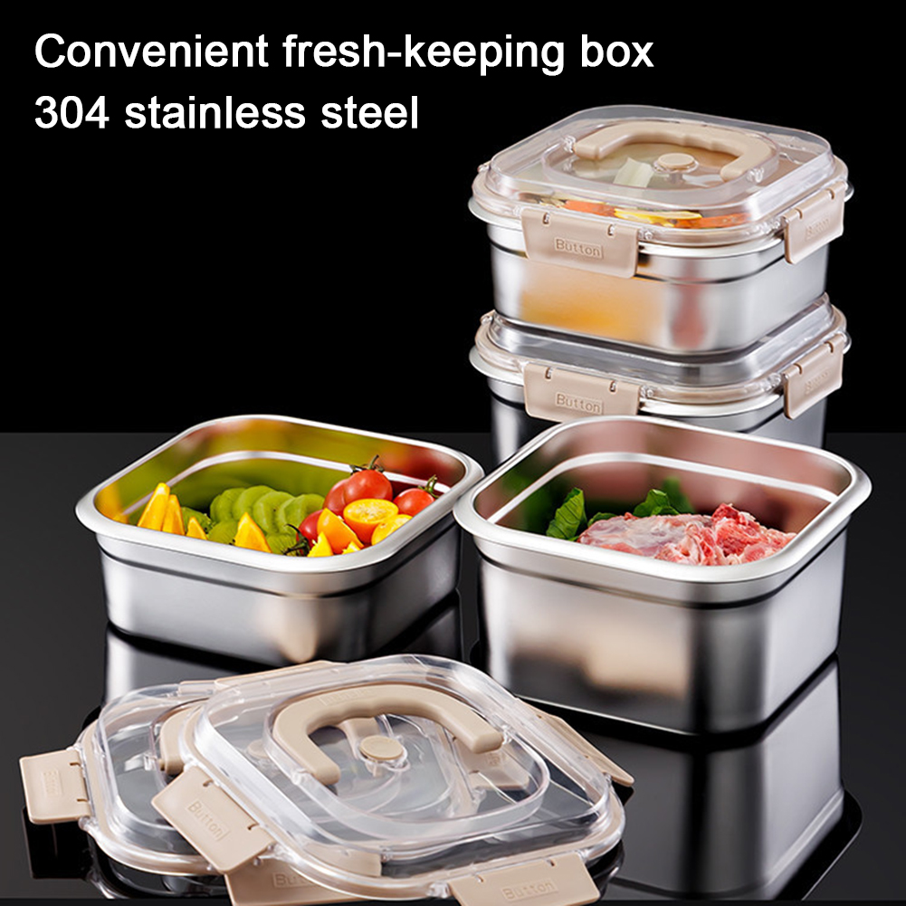 Food Storage Keep Hot - ホットキッチンステンレス鋼ハンドル鮮度保持ボックスフルーツスナックランチボックス冷蔵庫食品グレードの保管屋外ピクニックケース