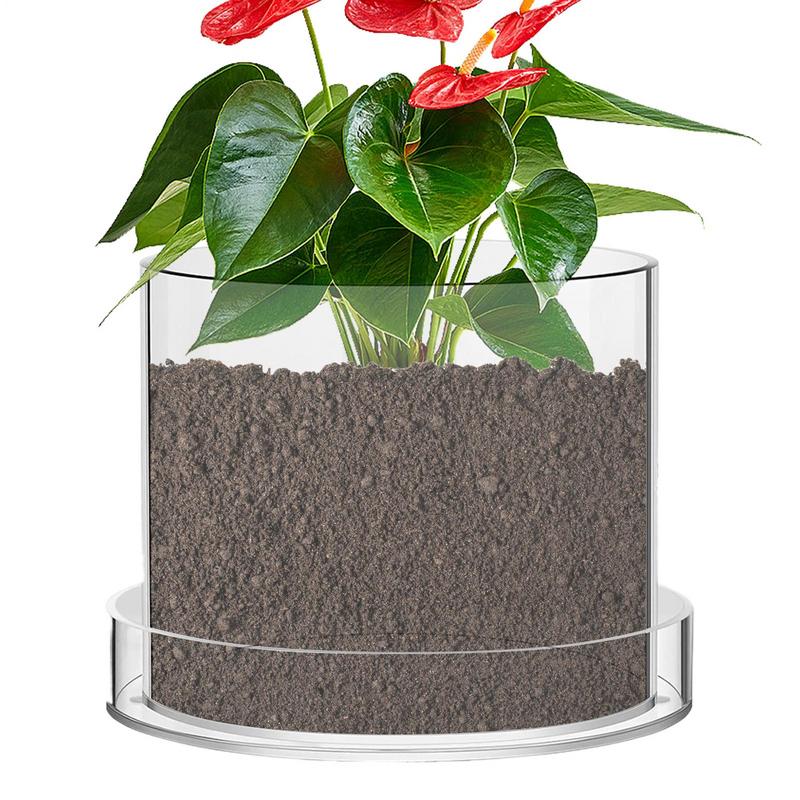 Food Storage Plants - 排水付き透明植木鉢植物用透明ポッティング容器再利用可能なアクリルカップソーサー苗用排水付きトレイ