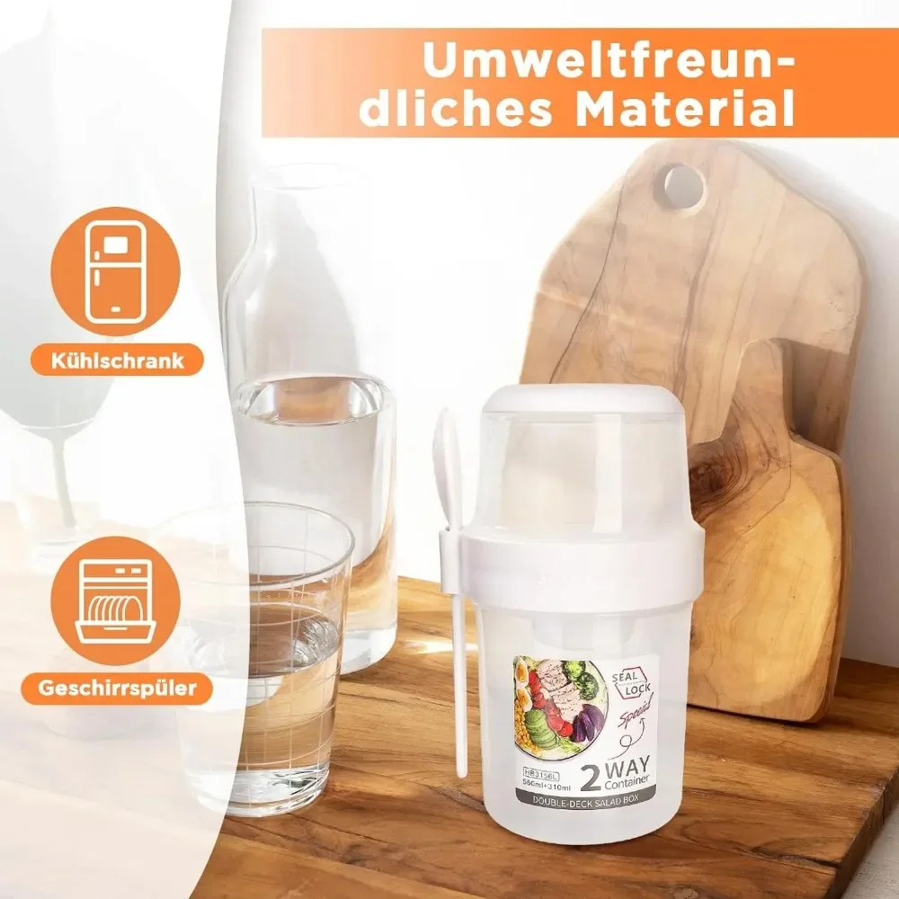 Food Storage With Scoop - サラダカップ 朝食カップ ポータブル食品保存弁当箱 オートミール シリアル ナッツ