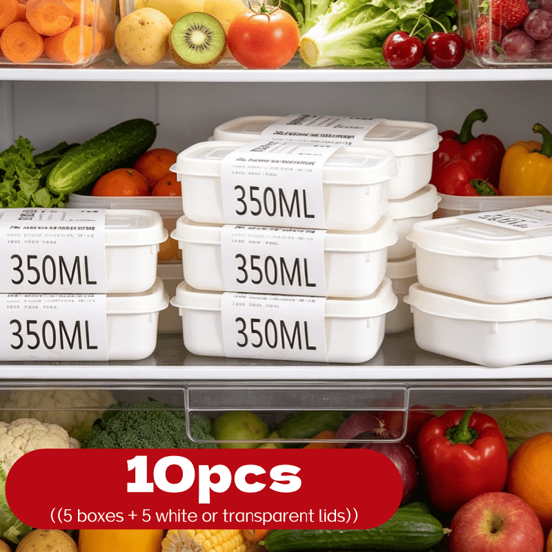 Food Storage Small - 10個入り再利用可能スタッカブル食品保存容器セット 5つの容器+5つのランダムカラー蓋 小分け冷凍容器 ランチ弁当箱