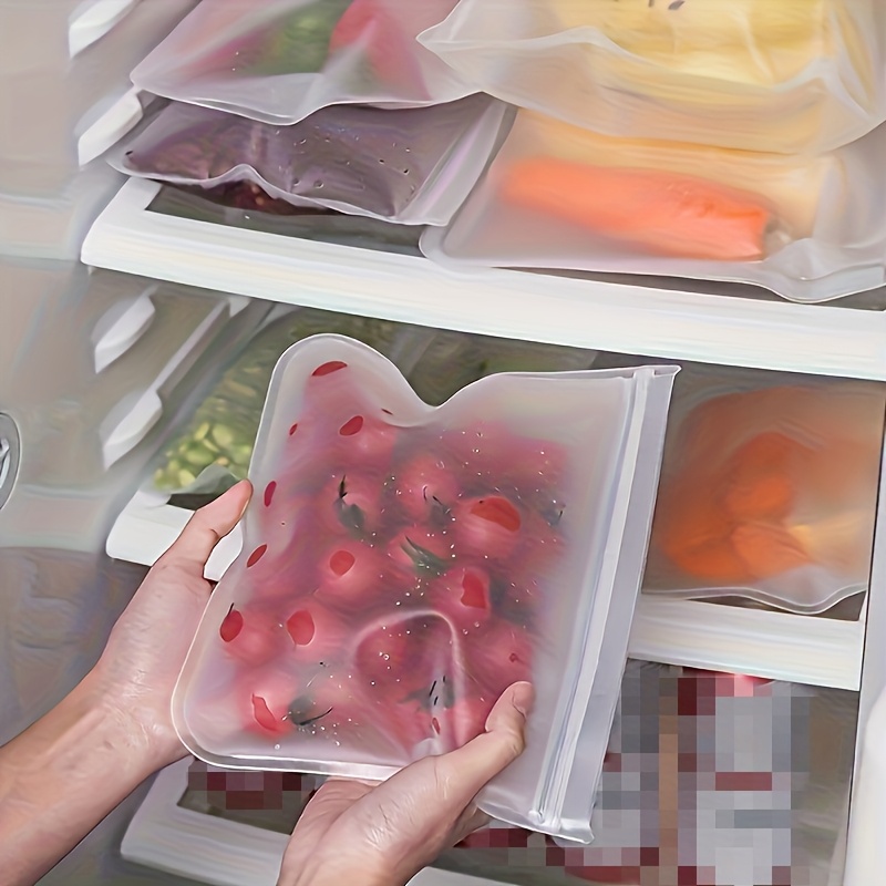 Food Storage Silicone Bags - 4個入りシリコン製食品保存容器、漏れ防止容器、再利用可能なスタンド、冷蔵庫用鮮度保持ラップ、鮮度保持バッグ、食品保存バッグ