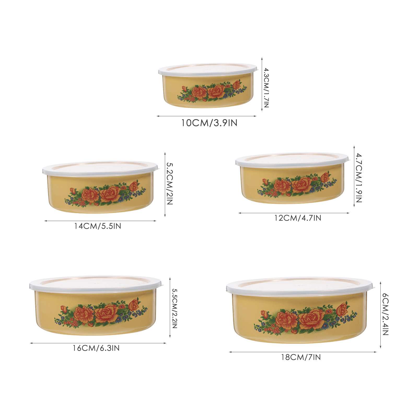 5個入り鮮度保持ボウル（蓋付き） 安全なエナメル製食品容器  - Food Storage For Restaurant のレビューと価格