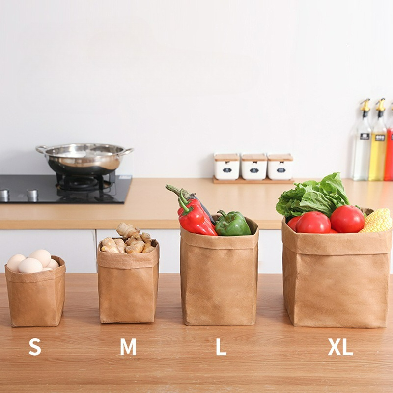 クラフト紙袋 洗える紙製保存袋 再利用可能な食料品袋 食品、 - Food Storage Plants のレビューと価格