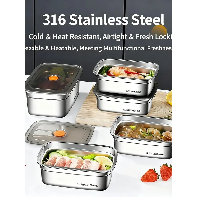 大容量ステンレス製漏れ防止密閉弁当箱、電子レンジ対応、キャン - Food Storage Box Large のレビューと価格