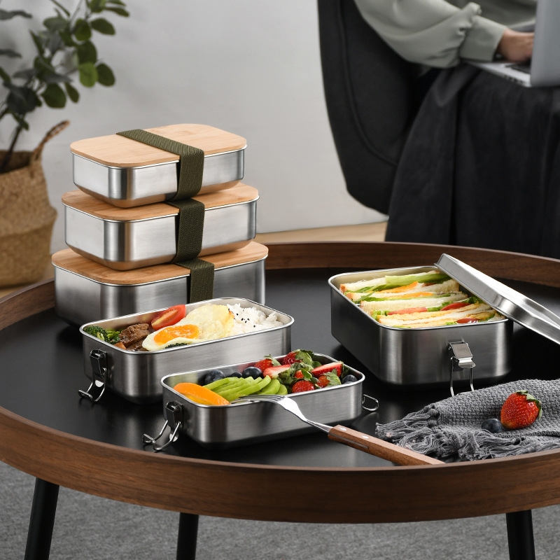 ステンレス鋼弁当箱和風バックルポータブルタッパーウェア食品保 - Food Storage Containers Tupperware のレビューと価格