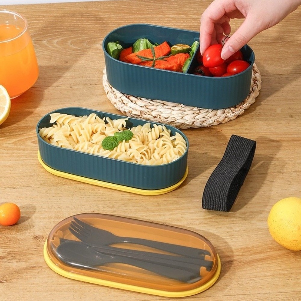 ポータブル二層ランチボックス大容量電子レンジ対応食器セットフ - Food Storage With Scoop のレビューと価格