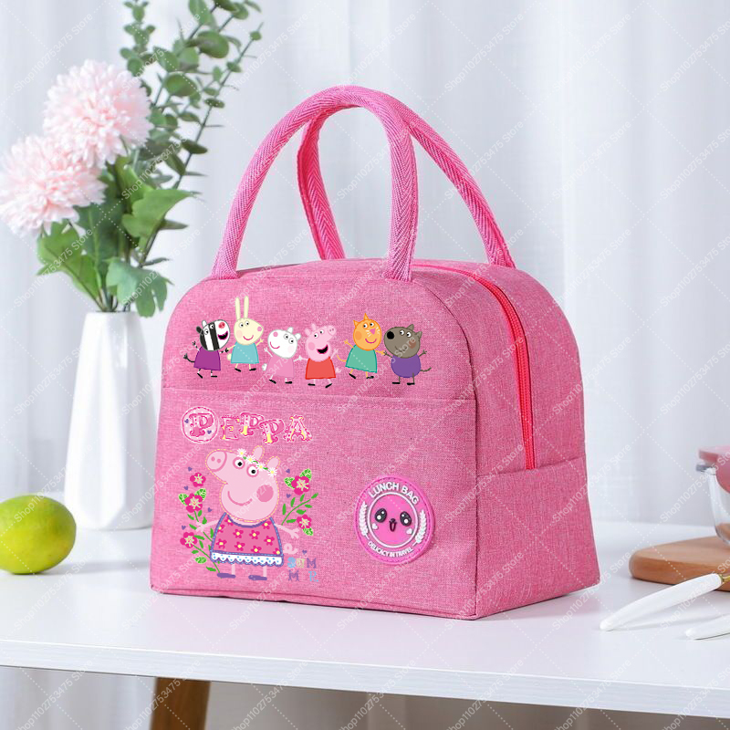 女の子アニメかわいいランチトート漫画ペッパピッグジップハンド - Food Storage Bag のレビューと価格