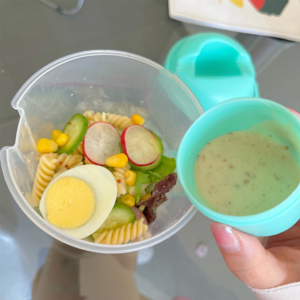 フォーク付きポータブルガラスサラダシェーカー,弁当用ボウルホ - Salad Dressing Bottle のレビューと価格
