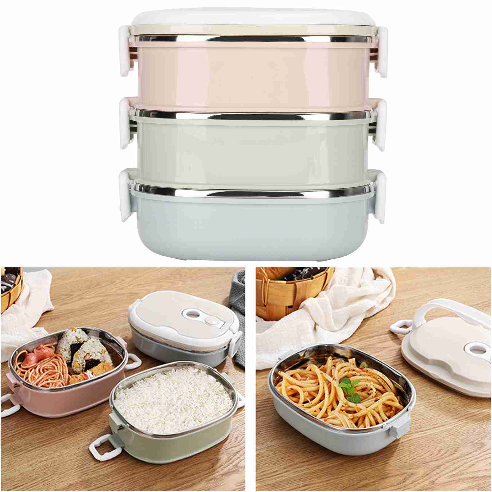 多層ランチボックス 大容量 ポータブル ステンレス製 食品ラ - Food Storage Box Large のレビューと価格