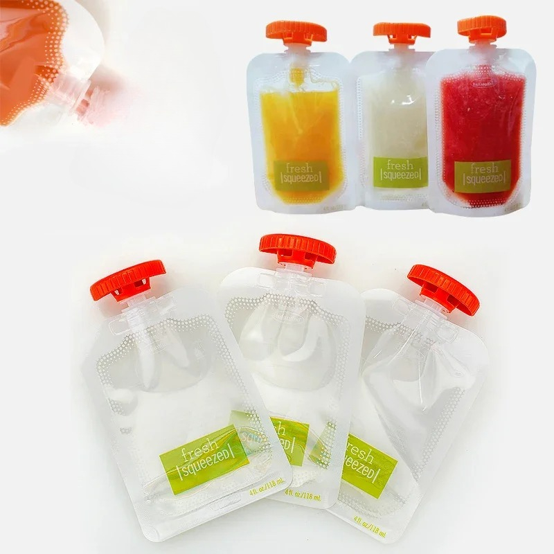 10個のベビーフードとジュースボックスの抗押し出しブラケット - Food Storage Silicone Bags のレビューと価格