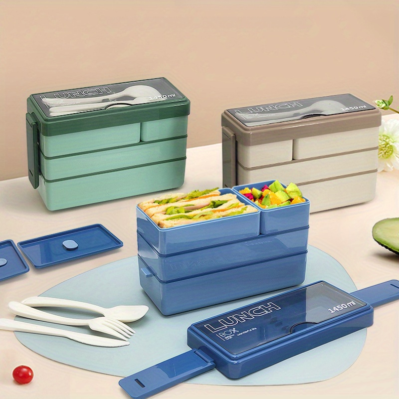 カトラリー付き大容量弁当箱,多層食品保存,積み重ね可能な漏れ - Food Storage With Scoop のレビューと価格