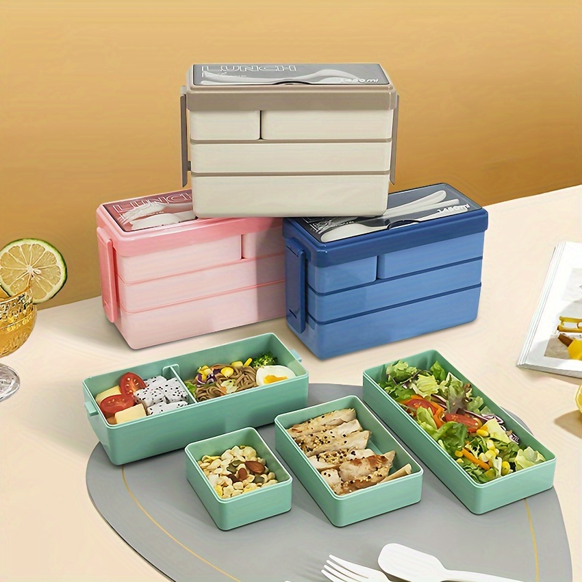 カトラリー付き大容量弁当箱,多層食品保存,積み重ね可能な漏れ - Food Storage With Scoop のレビューと価格