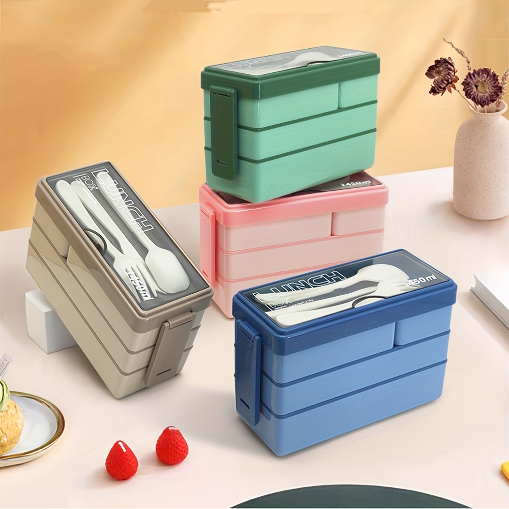 カトラリー付き大容量弁当箱,多層食品保存,積み重ね可能な漏れ - Food Storage With Scoop のレビューと価格