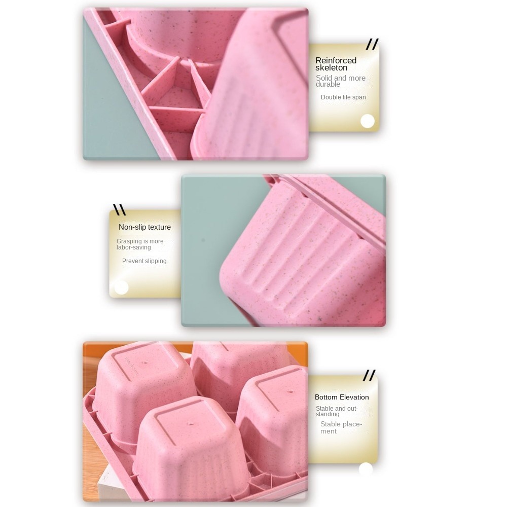 1個入り 再利用可能な小麦ストロー素材 4仕切り付きフードコ - Food Storage Drawer Organizer のレビューと価格