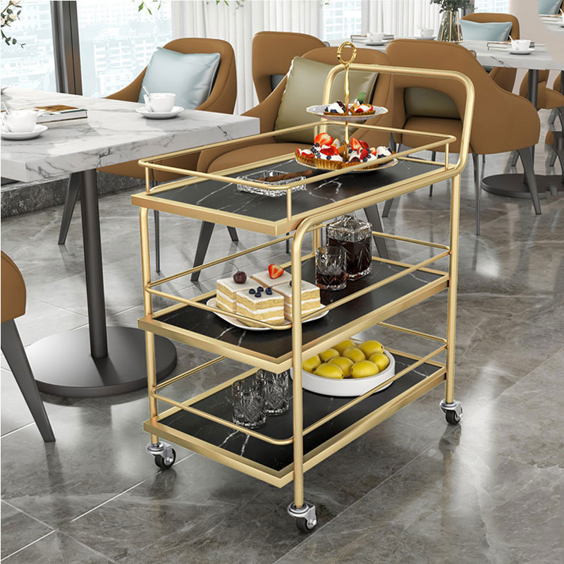 PYHモバイルトロリー、軽量高級収納カート、金色の多層錬鉄製 - Food Storage For Restaurant のレビューと価格