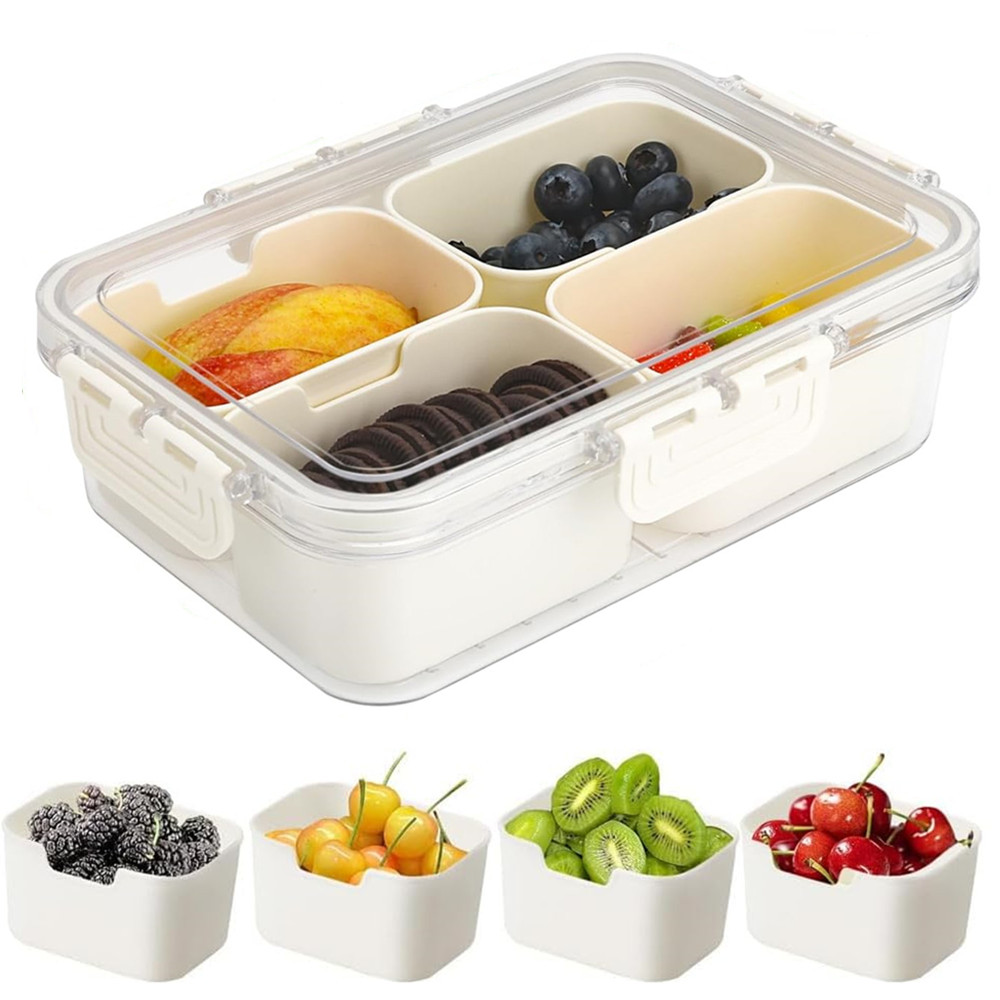 ポータブル食品保存箱、スナック収納ボックス、蓋付き4つのコン - Food Storage Drawer Organizer のレビューと価格
