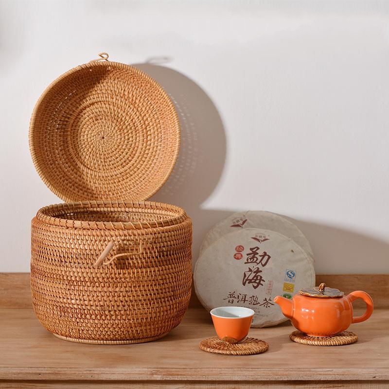 ふた付きの編まれた籐のお茶の収納ボックス,ティーバッグ,コー - Food Storage Drawer Organizer のレビューと価格