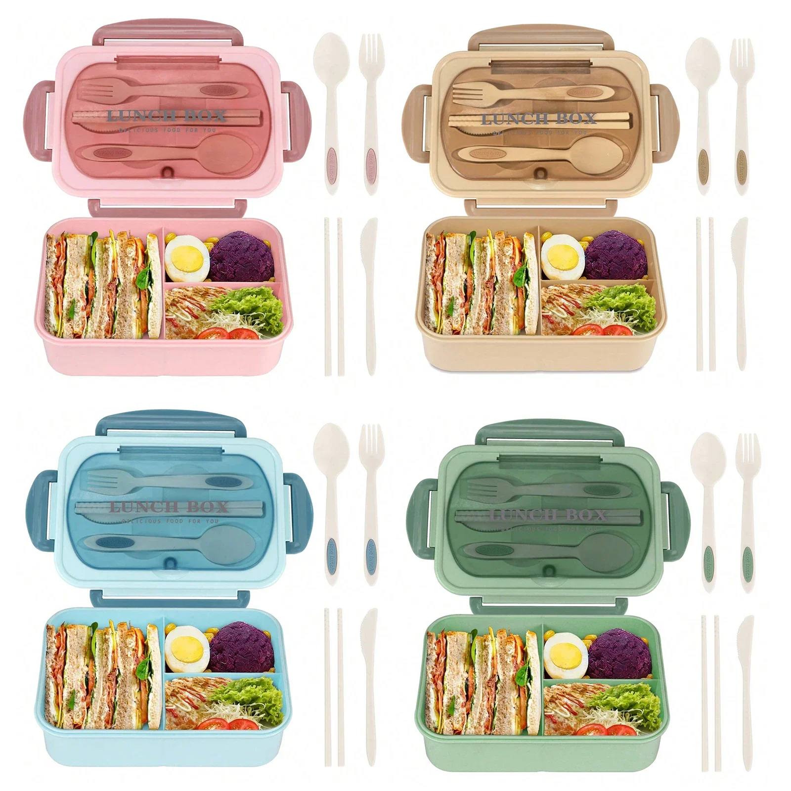 大人と女性のための4つのコンパートメントを備えた弁当弁当箱, - Food Storage Drawer Organizer のレビューと価格
