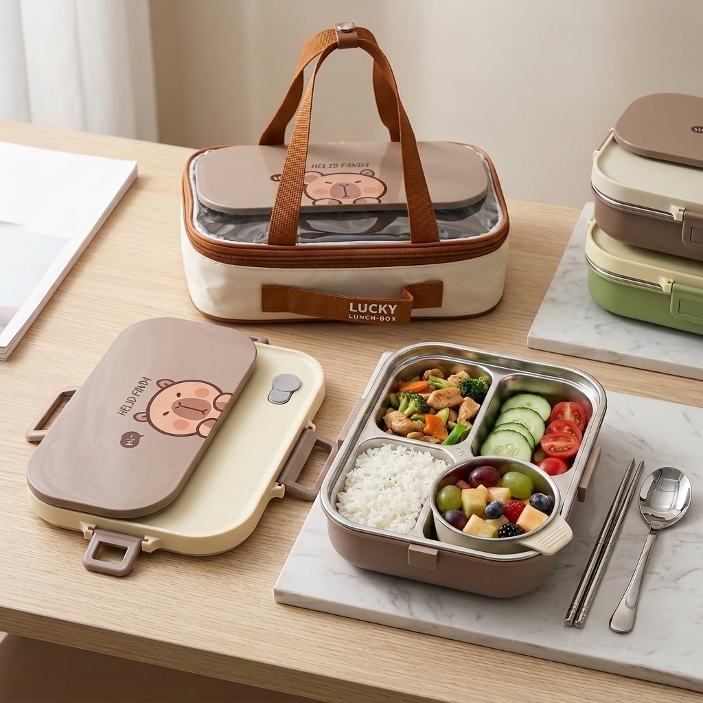 304ステンレス製弁当箱セット 4/5仕切り食品保存容器 ス - Food Storage With Scoop のレビューと価格