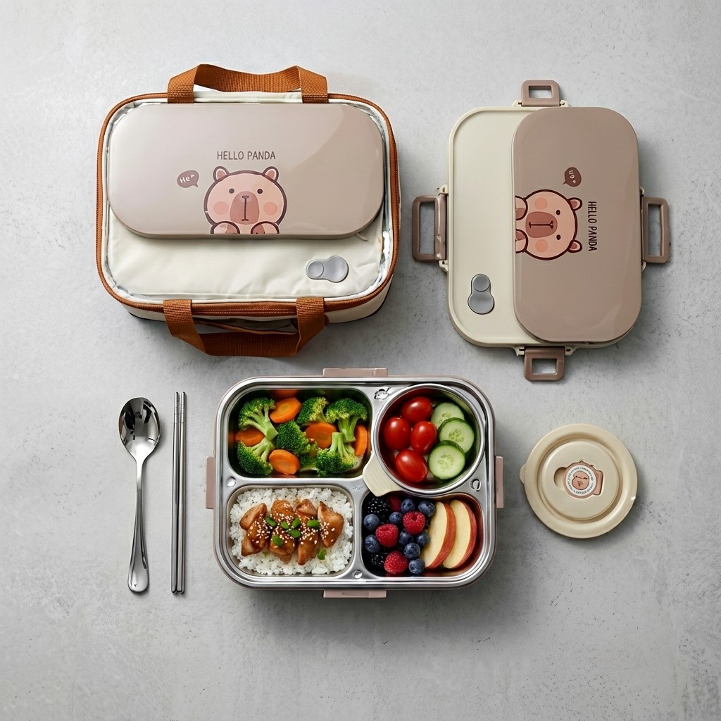 304ステンレス製弁当箱セット 4/5仕切り食品保存容器 ス - Food Storage With Scoop のレビューと価格