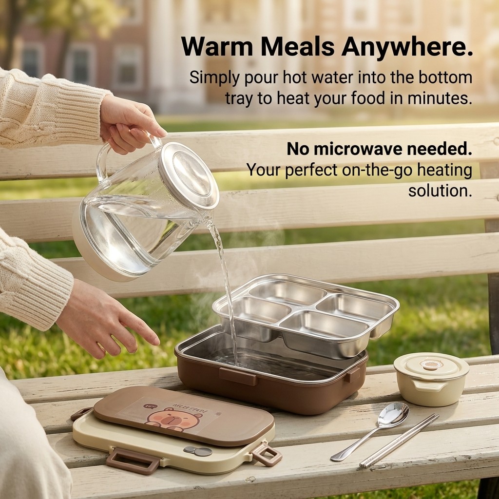 304ステンレス製弁当箱セット 4/5仕切り食品保存容器 ス - Food Storage With Scoop のレビューと価格