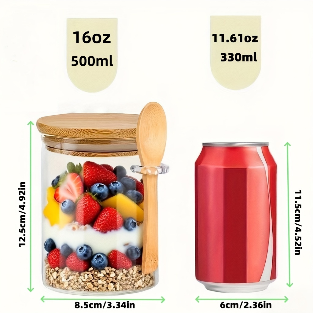 1/2/4/8個入りオートミールガラスカップセット、蓋とスプ - Food Storage With Scoop のレビューと価格