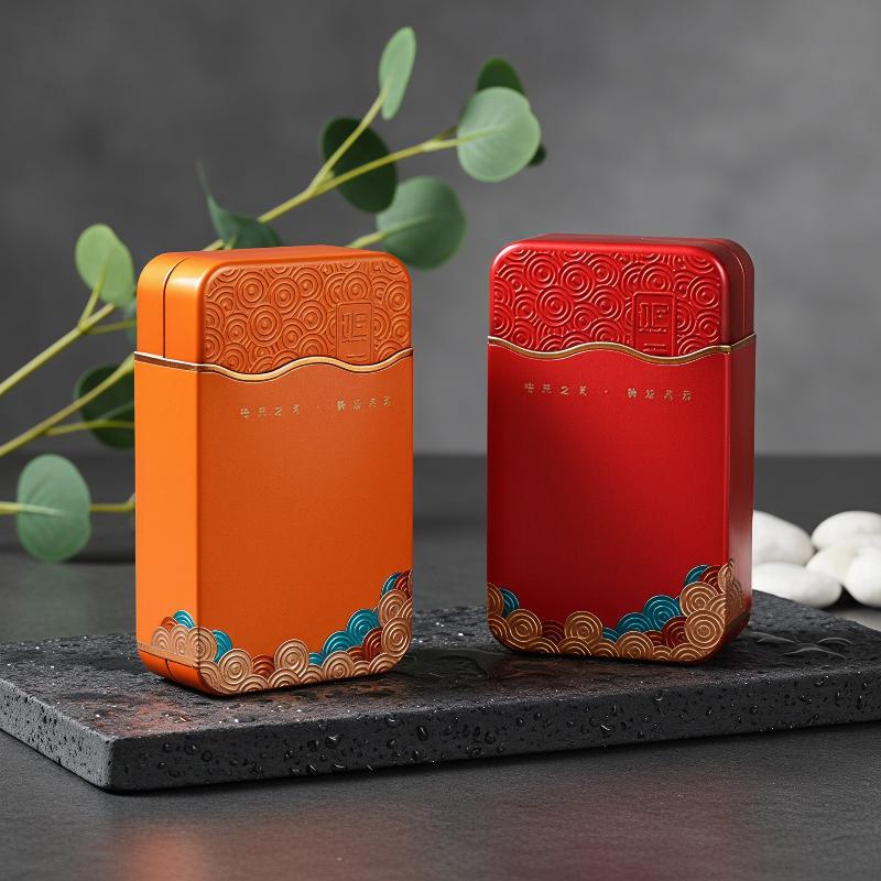 無毒の長方形波型模様金属製茶葉収納箱、小型で持ち運び可能な茶 - Food Storage Small のレビューと価格