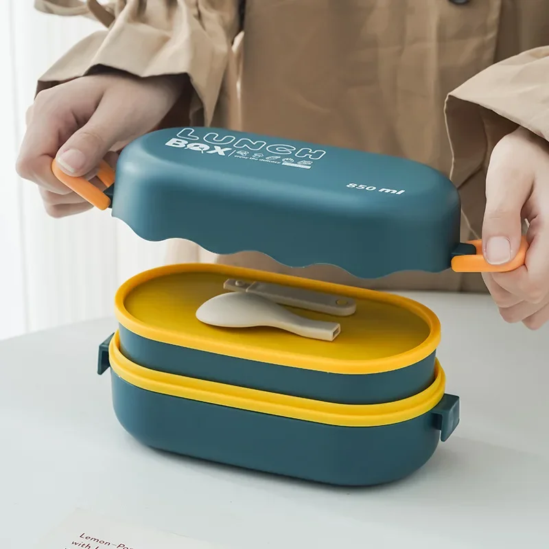 スプーンバックル付きの2層プラスチックコンパートメント弁当箱 - Food Storage With Scoop のレビューと価格