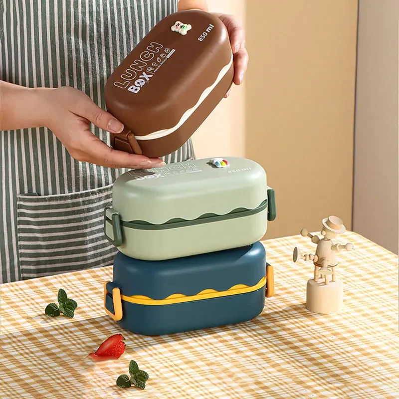 スプーンバックル付きの2層プラスチックコンパートメント弁当箱 - Food Storage With Scoop のレビューと価格