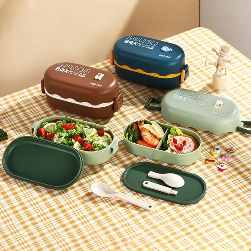スプーンバックル付きの2層プラスチックコンパートメント弁当箱 - Food Storage With Scoop のレビューと価格