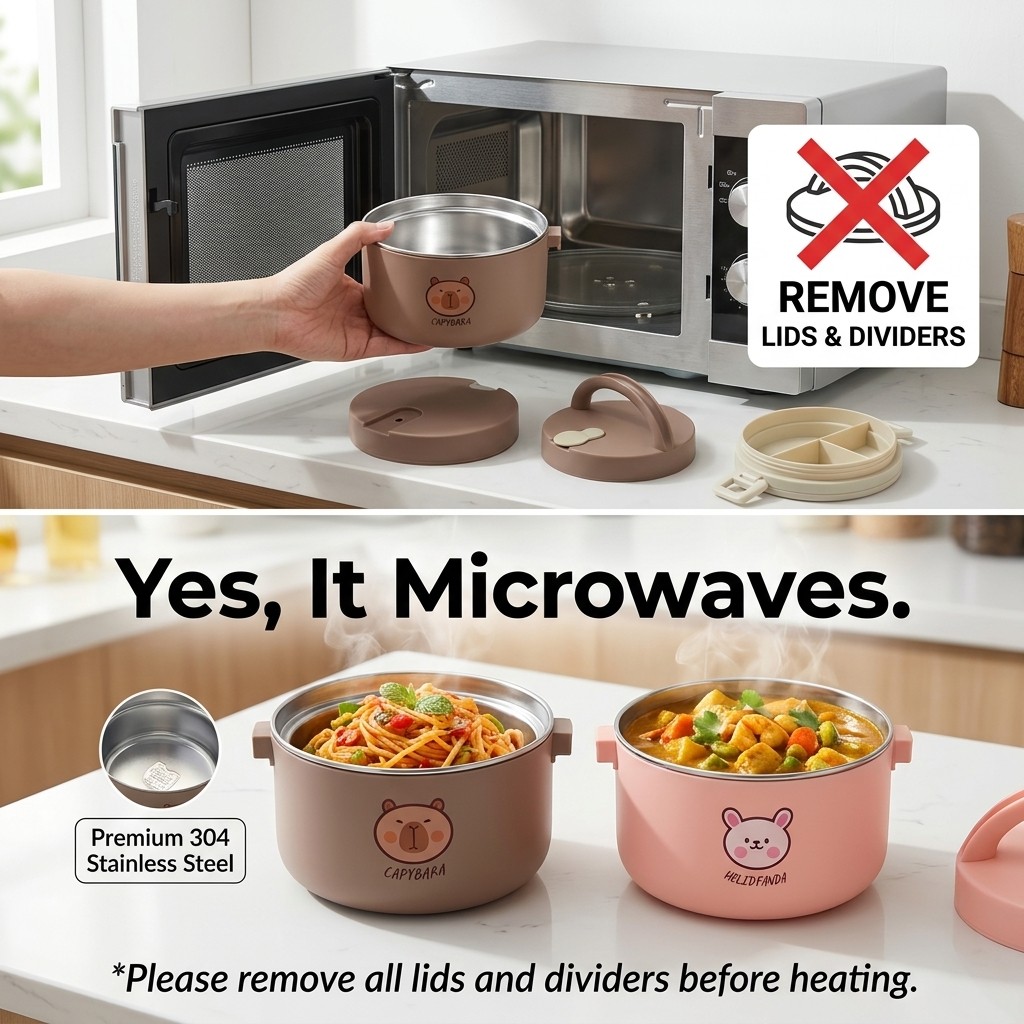 304ステンレス鋼製保温ランチボックス弁当箱セット、電子レン - Food Storage With Scoop のレビューと価格
