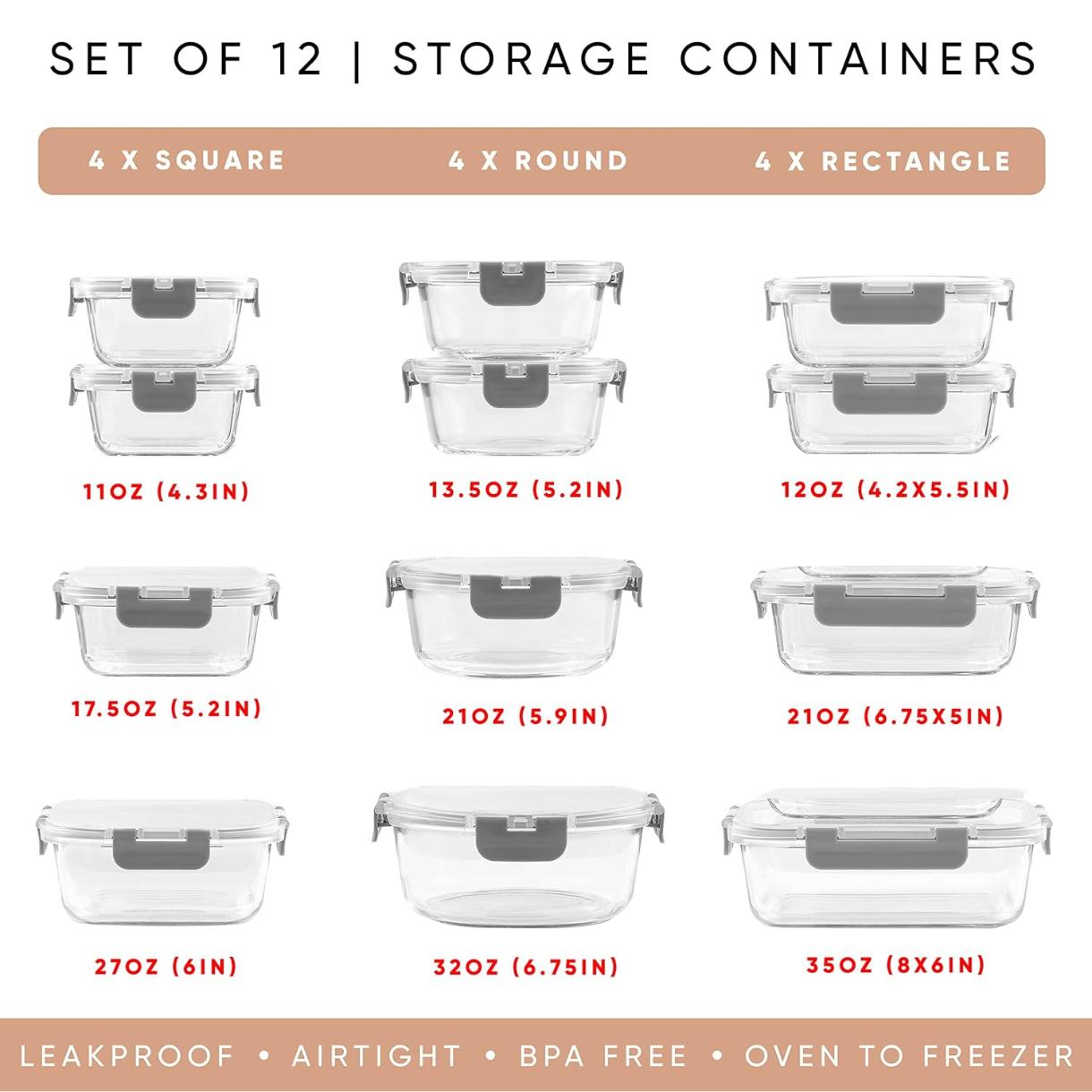 蓋付き24個入りホウケイ酸ガラス保存容器 |   パントリー - Food Storage Containers Tupperware のレビューと価格