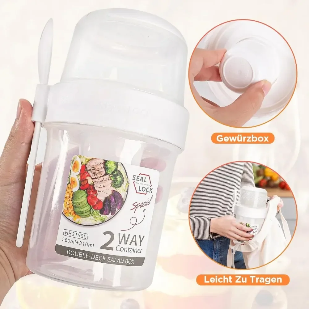 サラダカップ 朝食カップ ポータブル食品保存弁当箱 オートミ - Food Storage With Scoop のレビューと価格